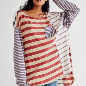 We The Free Striped Red and Purple Tunic